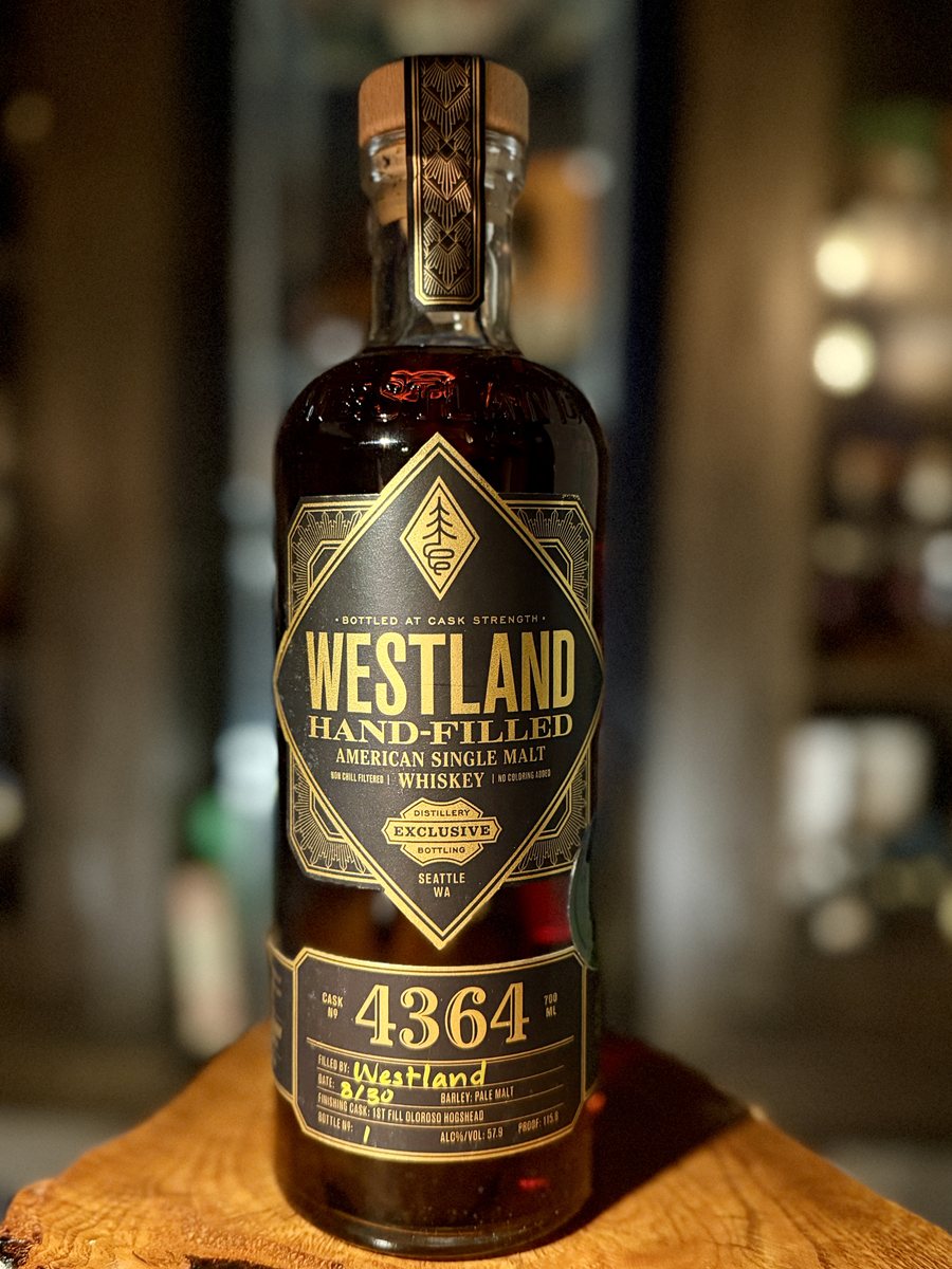 Westland hand-filled cask strength American single malt whiskey, cask 4364